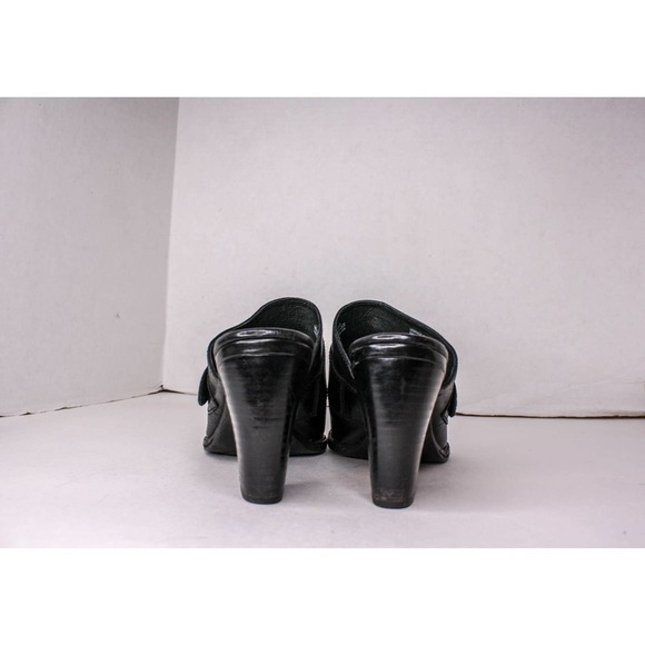 Born High Heel Clog Mules Black Leather Slip On Size 9 - Picture 3 of 5